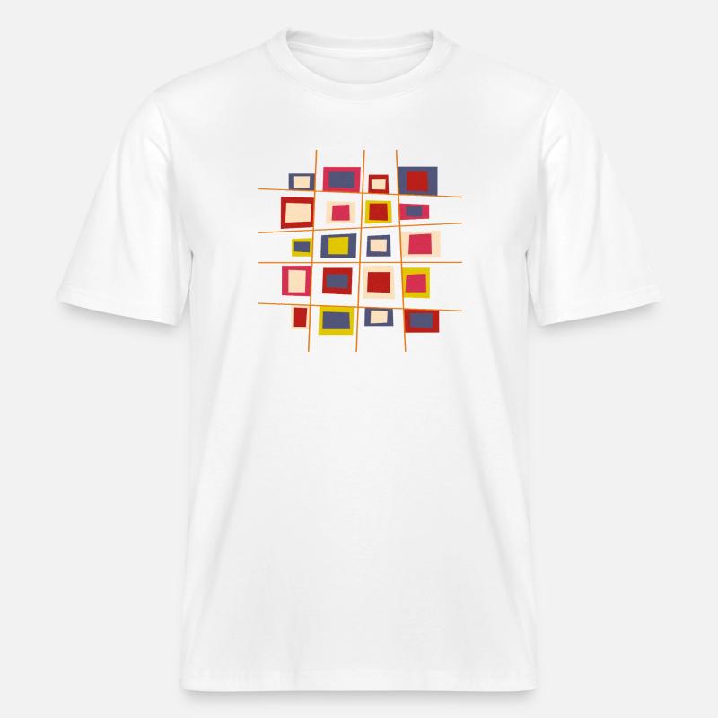 Design patchwork réalisé par Cean -  T-shirt unisexe RELAXED FIT en coton bio - blanc