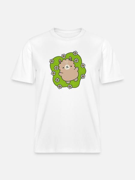 Glücklicher Bär im Blumengarten - RELAXED FIT Unisex Organic T-Shirt - Weiß