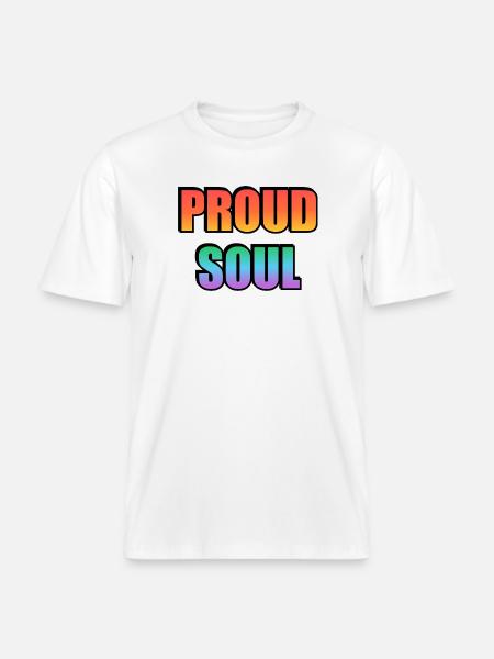 Proud Soul Gradient Typography - RELAXED FIT Unisex Organic T-Shirt - white