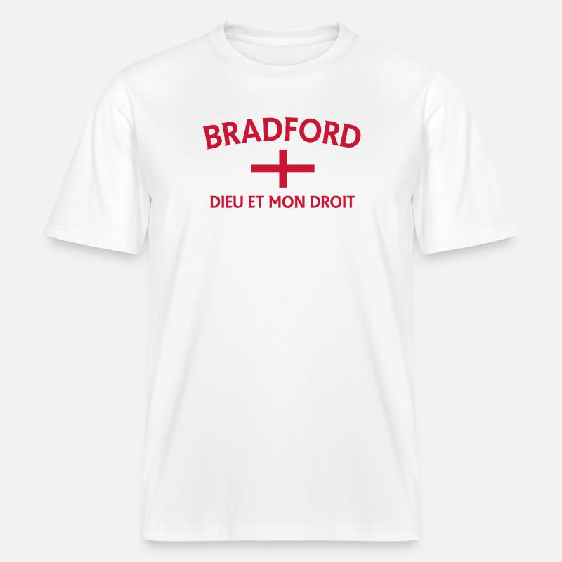 Drapeau de Bradford avec devise -  T-shirt unisexe RELAXED FIT en coton bio - blanc