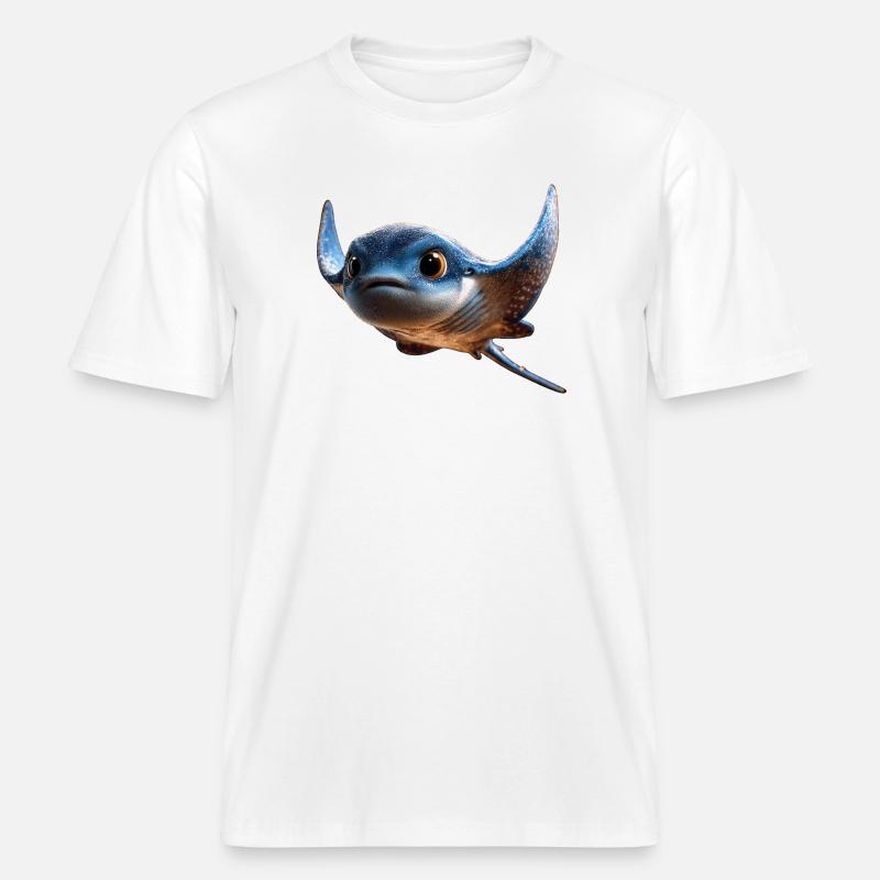 Manta Ray, Devil Ray, Stingray, Diver -  RELAXED FIT Unisex Organic T-Shirt - white
