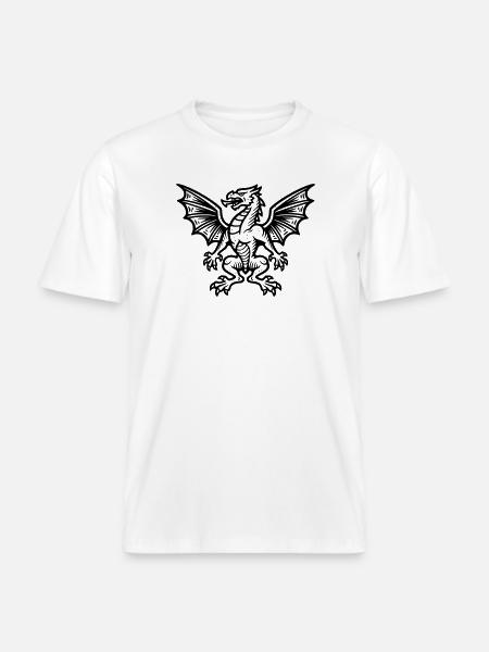 mittelalter-wappen-drache-heraldik-symbol_2 -  RELAXED FIT Unisex Organic T-Shirt - Weiß