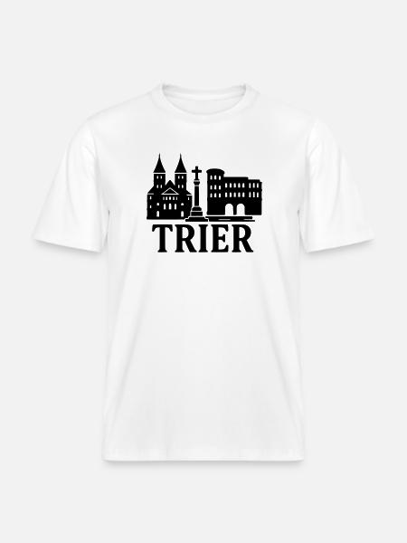 Trier Landmark Silhouette - RELAXED FIT Unisex Organic T-Shirt - white