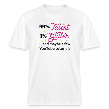 Talent Glitzer Sterne Skript -  RELAXED FIT Unisex Organic T-Shirt - Weiß - Vorne - Alina (178cm) & Michal (187cm)