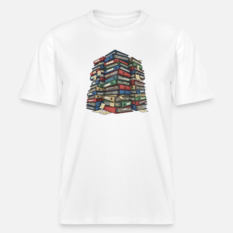 Folder Stack Office Chaos -  RELAXED FIT Unisex Organic T-Shirt - white