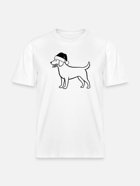 Weihnachts-Hund Cartoon Illustration - RELAXED FIT Unisex Organic T-Shirt - Weiß