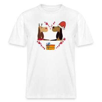 Le bonheur de Noël -  T-shirt unisexe RELAXED FIT en coton bio - blanc - Devant - Alina (178cm) & Michal (187cm)