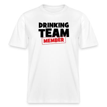Drinking Team Member / Alcohol -  RELAXED FIT Unisex Organic T-Shirt - white - Front - Alina (178cm) & Michal (187cm)