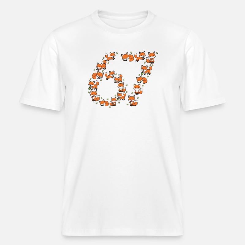 Fox Ring Pattern 67 Meme -  RELAXED FIT Unisex Organic T-Shirt - white
