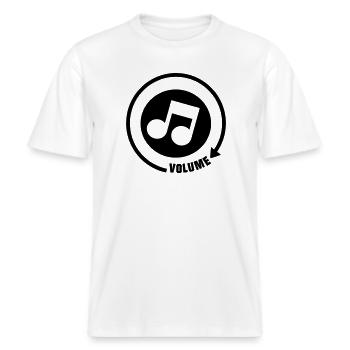 Volume_knop ton musical -  T-shirt unisexe RELAXED FIT en coton bio - blanc - Devant - Alina (178cm) & Michal (187cm)
