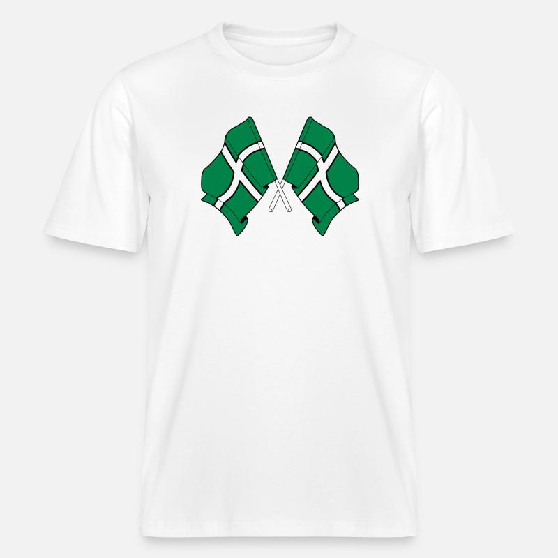 Drapeaux croisés du Devon -  T-shirt unisexe RELAXED FIT en coton bio - blanc