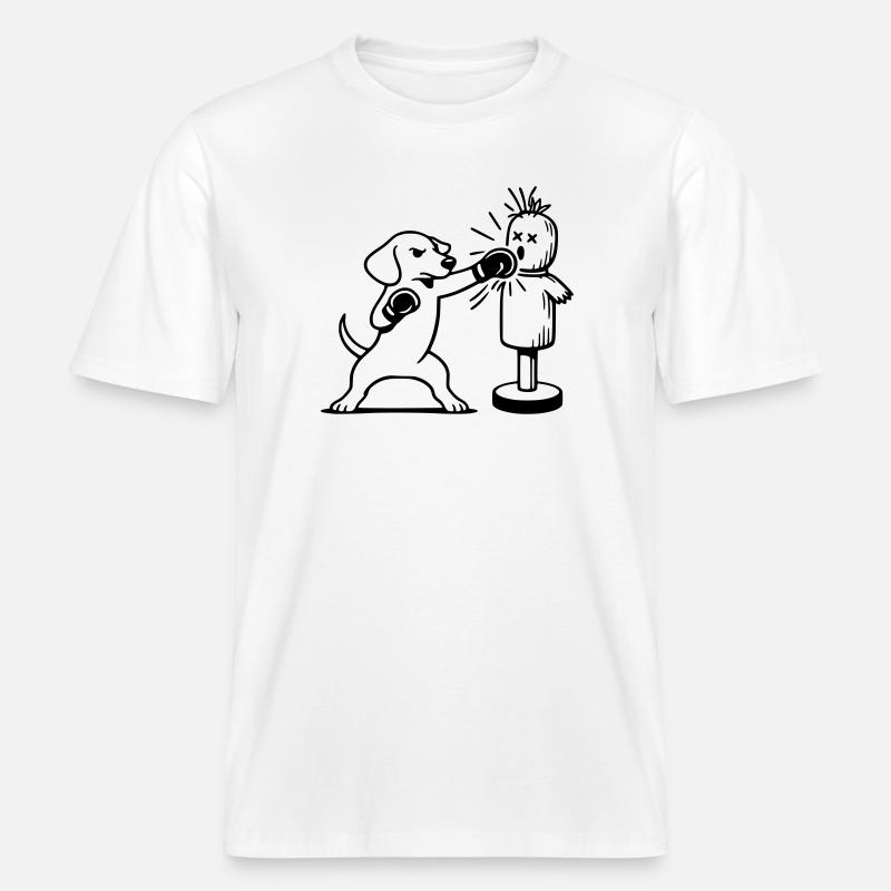 sparring dackel boxen line art  -  RELAXED FIT Unisex Organic T-Shirt - Weiß