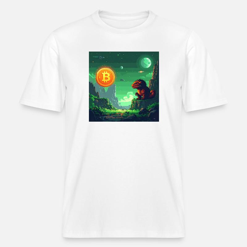Odyssée Bitcoin dans l’espace -  T-shirt unisexe RELAXED FIT en coton bio - blanc