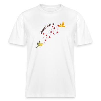 Verbunden durch Liebe -  RELAXED FIT Unisex Organic T-Shirt - Weiß - Vorne - Alina (178cm) & Michal (187cm)