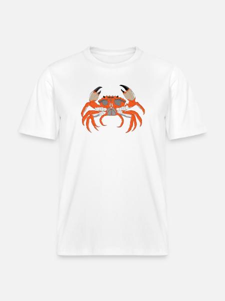 Crab Print - RELAXED FIT Unisex Organic T-Shirt - white