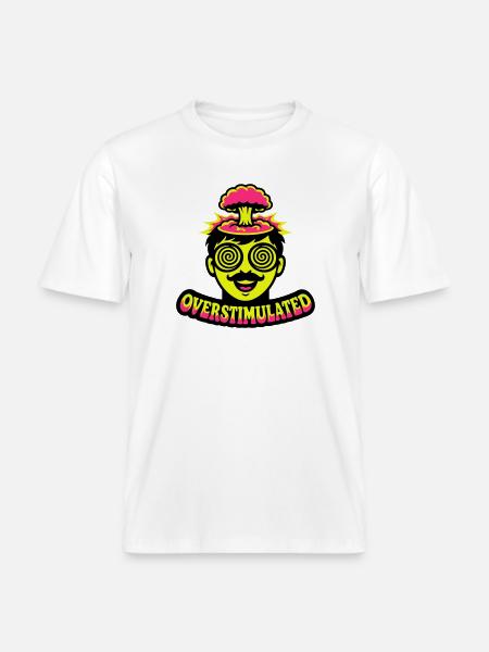 Overstimulated Neon Head - RELAXED FIT Unisex Organic T-Shirt - white