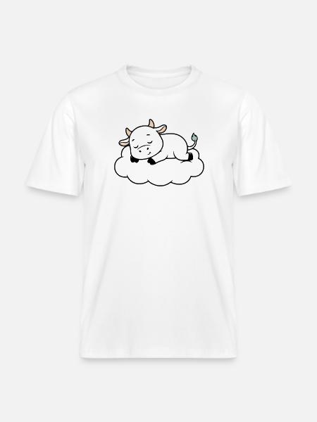 Sleeping Cow Cloud Dream Baby -  RELAXED FIT Unisex Organic T-Shirt - white