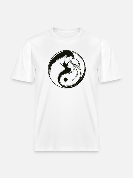 Yin Yang, Male and Female Energy in Balance -  RELAXED FIT Unisex Organic T-Shirt - white