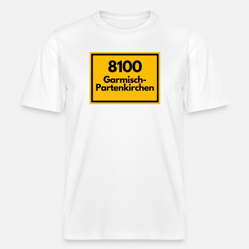 OLD POSTCODE POSTCODE 8100 GARMISCH-PARTENKIRCHEN -  RELAXED FIT Unisex Organic T-Shirt - white
