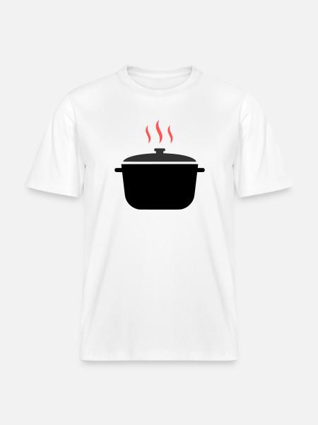 Kochtopf Dampf Kochen - RELAXED FIT Unisex Organic T-Shirt - Weiß