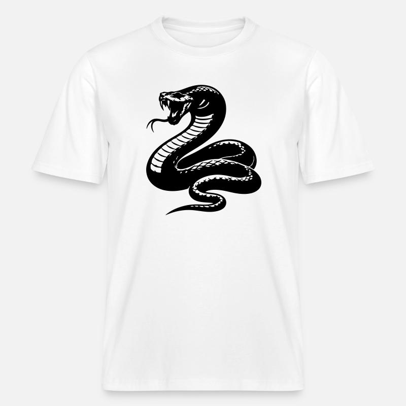 Snake Python Silhouette -  RELAXED FIT Unisex Organic T-Shirt - white