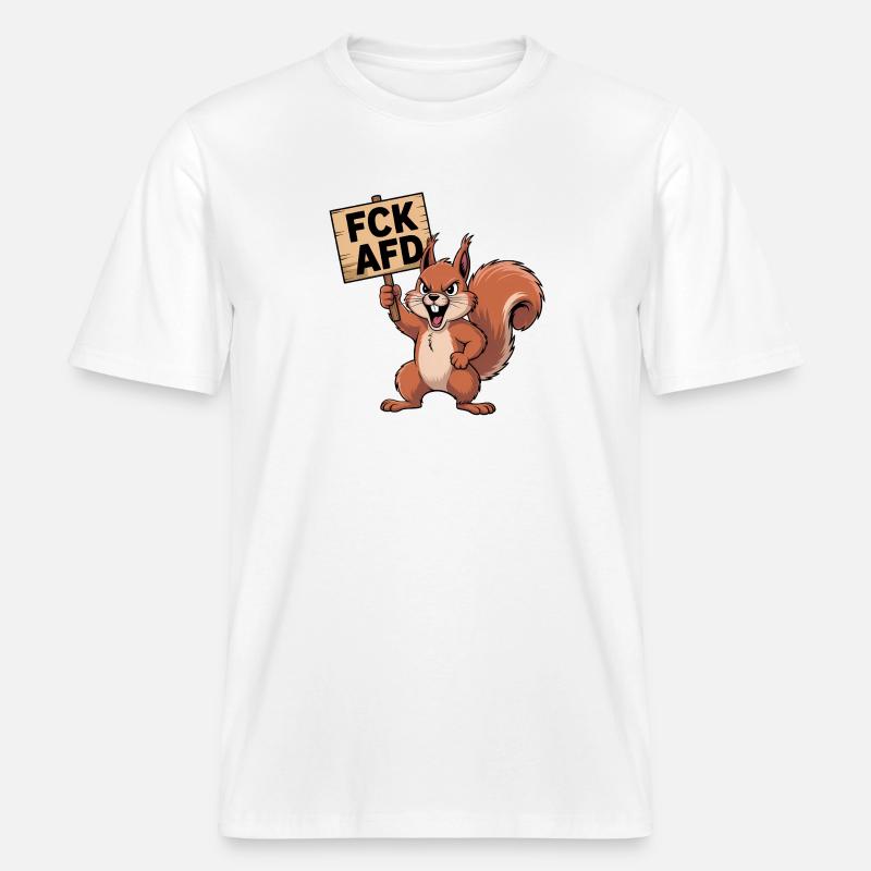 FCK AFD - Antifa Eichhörnchen Tee -  RELAXED FIT Unisex Organic T-Shirt - Weiß