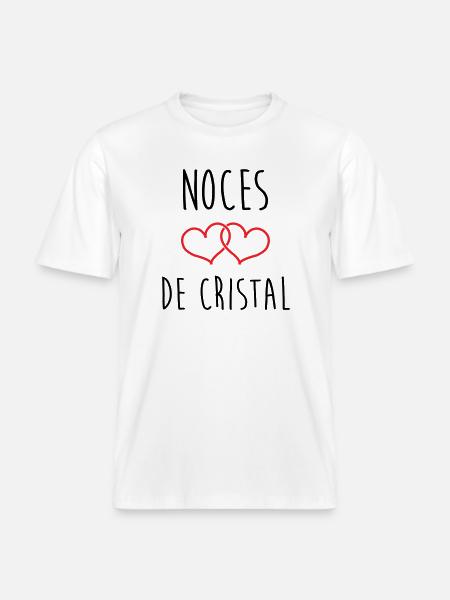 Crystal Wedding 15 Years of Marriage - RELAXED FIT Unisex Organic T-Shirt - white