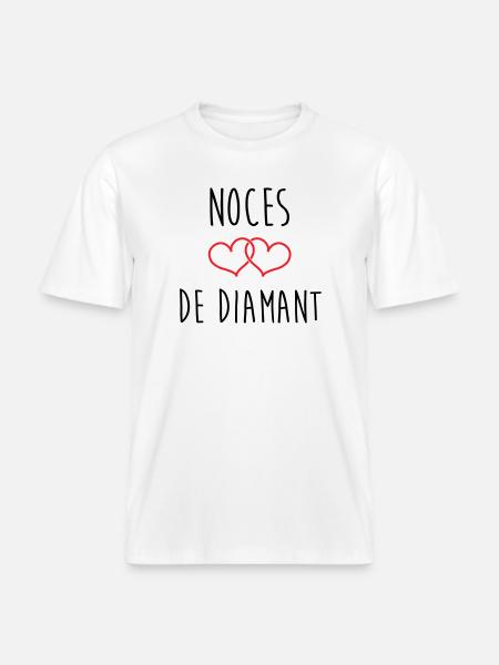 Wedding Anniversary - Diamond Wedding (60 years) - RELAXED FIT Unisex Organic T-Shirt - white