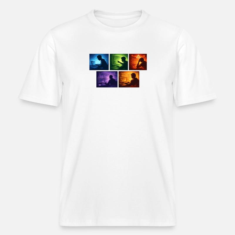 Multi-Screen Code Shadow -  RELAXED FIT Unisex Organic T-Shirt - white