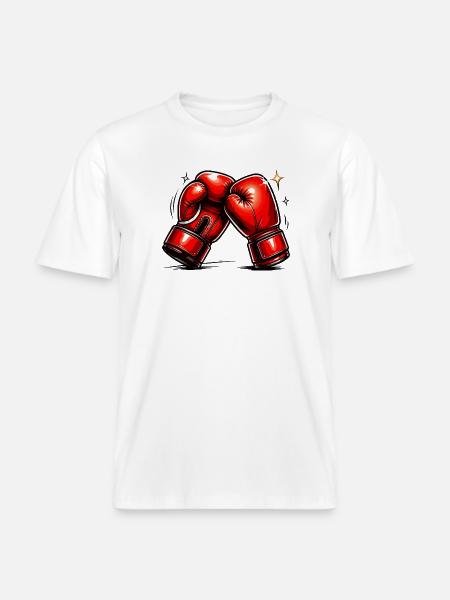 Red Boxing Gloves Power and Dynamics - RELAXED FIT Unisex Organic T-Shirt - white
