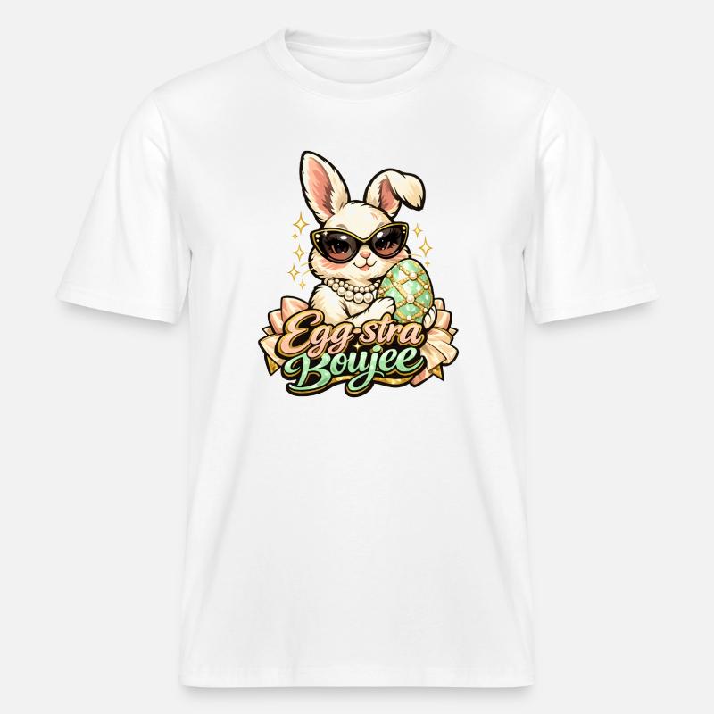 Egg-stra Boujee Easter Bunny Easter -  RELAXED FIT Unisex Organic T-Shirt - white