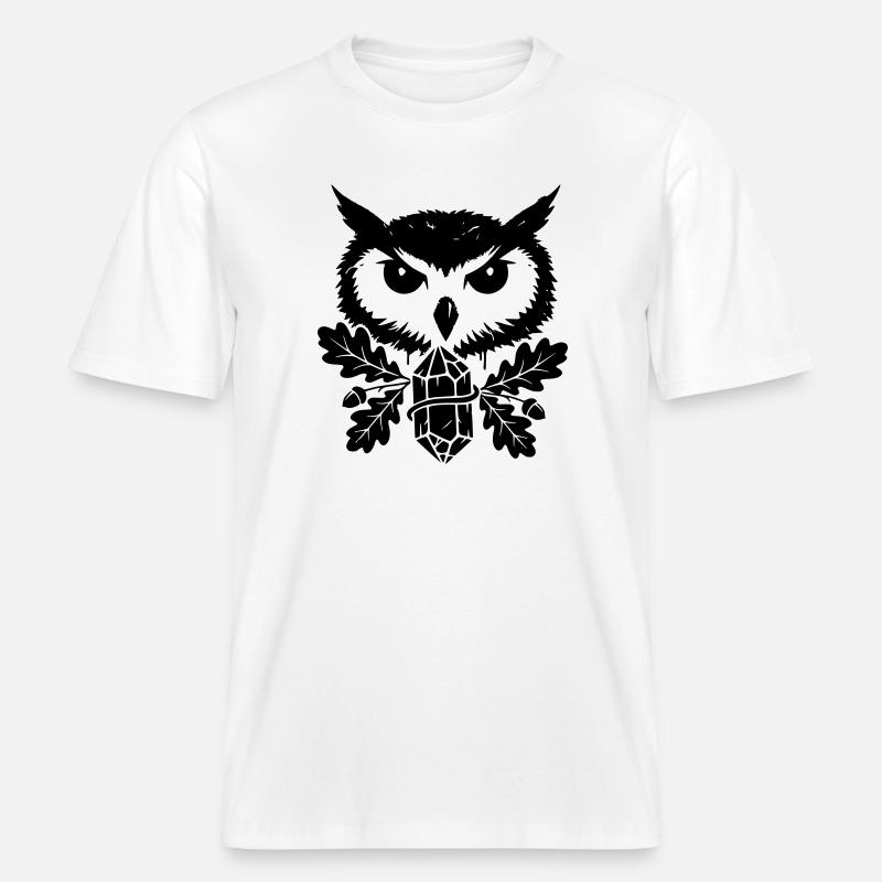 Fantasy Eule Kristall Tattoo -  RELAXED FIT Unisex Organic T-Shirt - Weiß