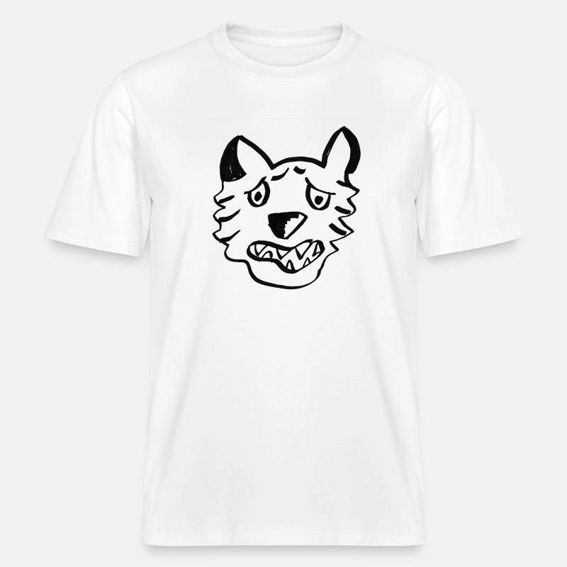 Black Wolf Graffiti Lines -  RELAXED FIT Unisex Organic T-Shirt - white