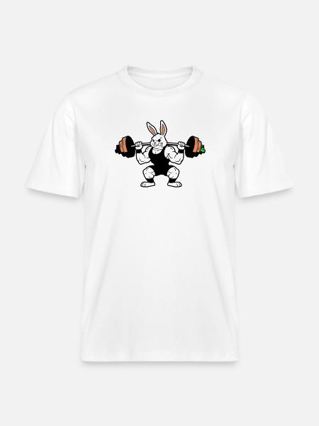 Muskel Hase Karotten Hantel -  RELAXED FIT Unisex Organic T-Shirt - Weiß