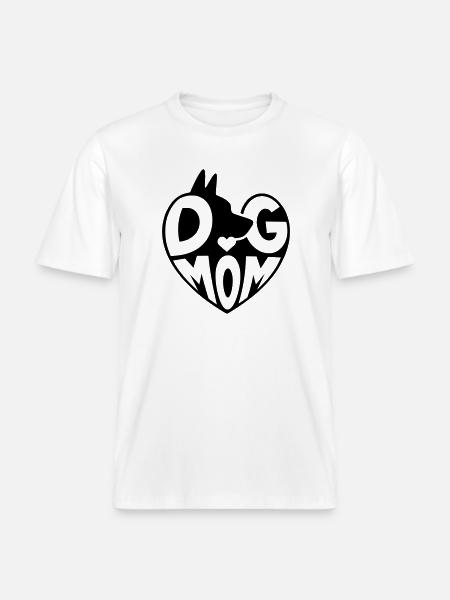 Dog Mom, Hundemama Herzdesign - RELAXED FIT Unisex Organic T-Shirt - Weiß