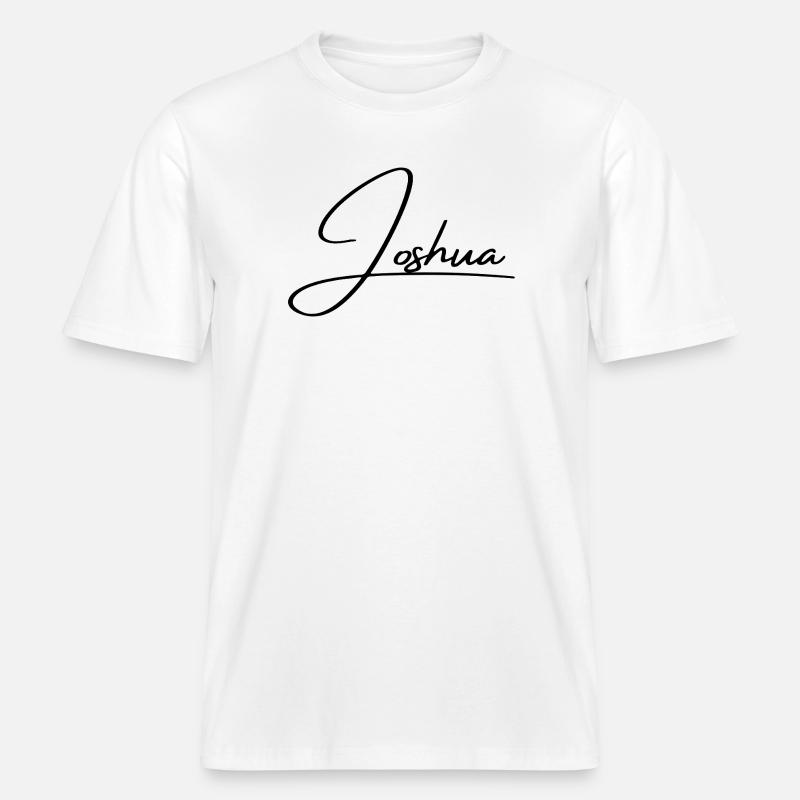 Joshua Name - Elegant Cursive Script -  RELAXED FIT Unisex Organic T-Shirt - white