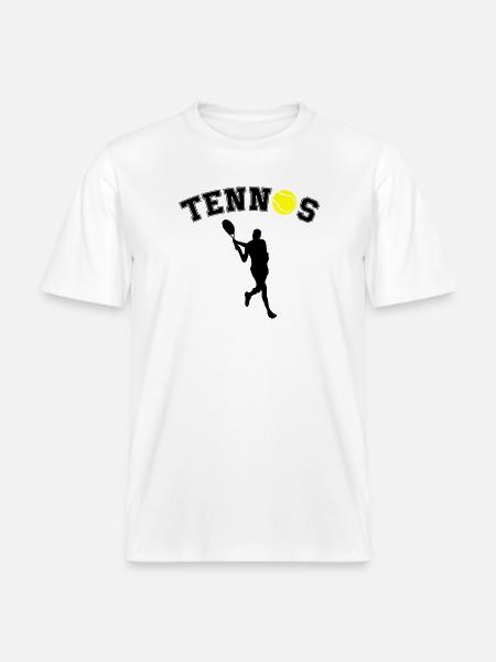 Tennis Ball Night Silhouette - RELAXED FIT Unisex Organic T-Shirt - white