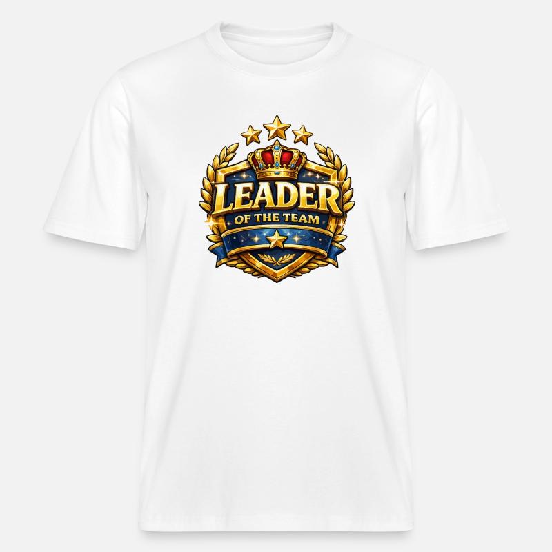Chef de l’équipe Crown Badge - T-shirt unisexe RELAXED FIT en coton bio - blanc