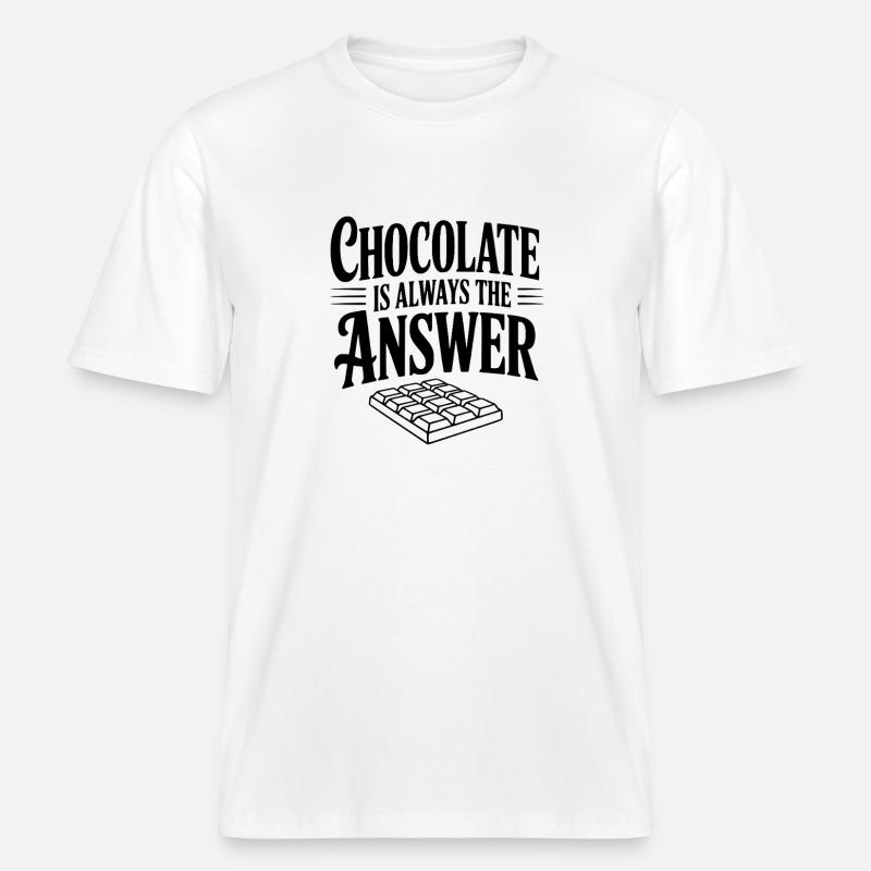 Le chocolat est toujours la solution -  T-shirt unisexe RELAXED FIT en coton bio - blanc