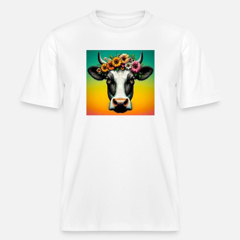 cow -  RELAXED FIT Unisex Organic T-Shirt - white