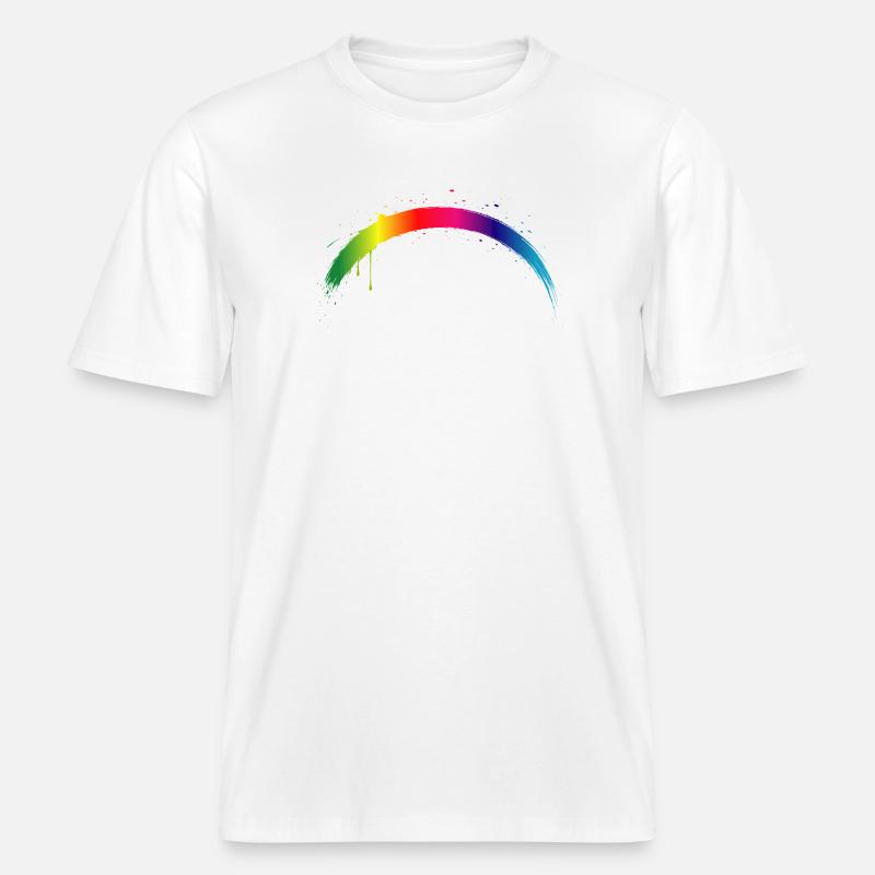 Regenbogen Bogen Farbverlauf Splash Kunst -  RELAXED FIT Unisex Organic T-Shirt - Weiß