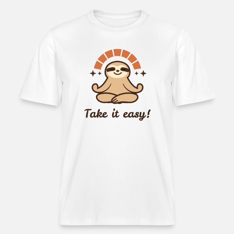 Take it easy – Relaxed Faultier Design -  RELAXED FIT Unisex Organic T-Shirt - Weiß