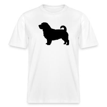 Norfolk-Terrier-Silhouette -  RELAXED FIT Unisex Organic T-Shirt - Weiß - Vorne - Alina (178cm) & Michal (187cm)