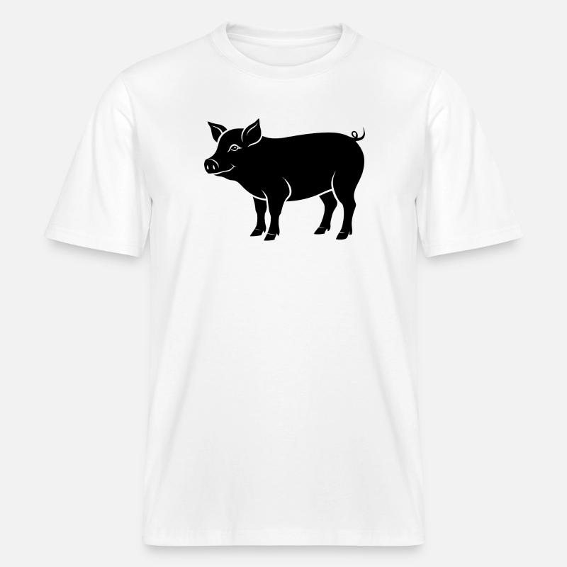 cochon -  T-shirt unisexe RELAXED FIT en coton bio - blanc