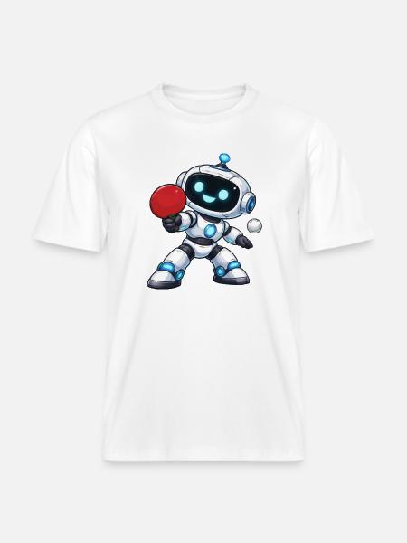 Robot Table Tennis -  RELAXED FIT Unisex Organic T-Shirt - white