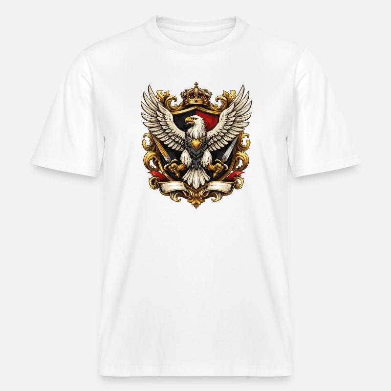 Aigle impérial avec couronne et épées - T-shirt unisexe RELAXED FIT en coton bio - blanc