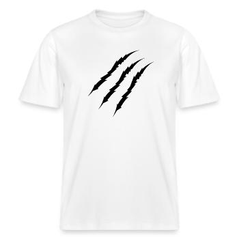 claw -  RELAXED FIT Unisex Organic T-Shirt - white - Front - Alina (178cm) & Michal (187cm)