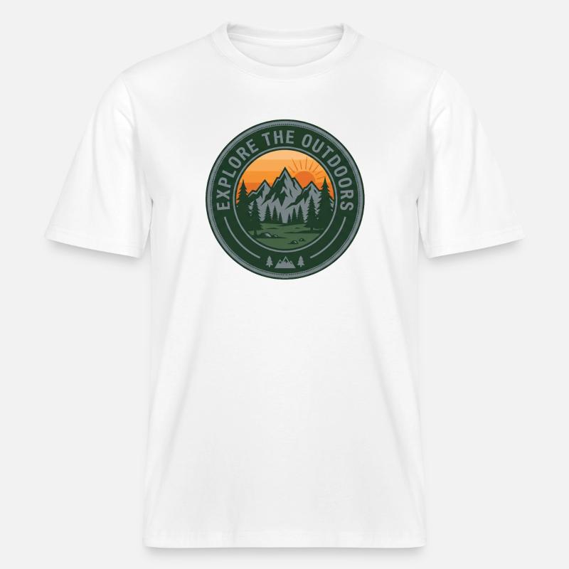 Explore Outdoors Berge -  RELAXED FIT Unisex Organic T-Shirt - Weiß
