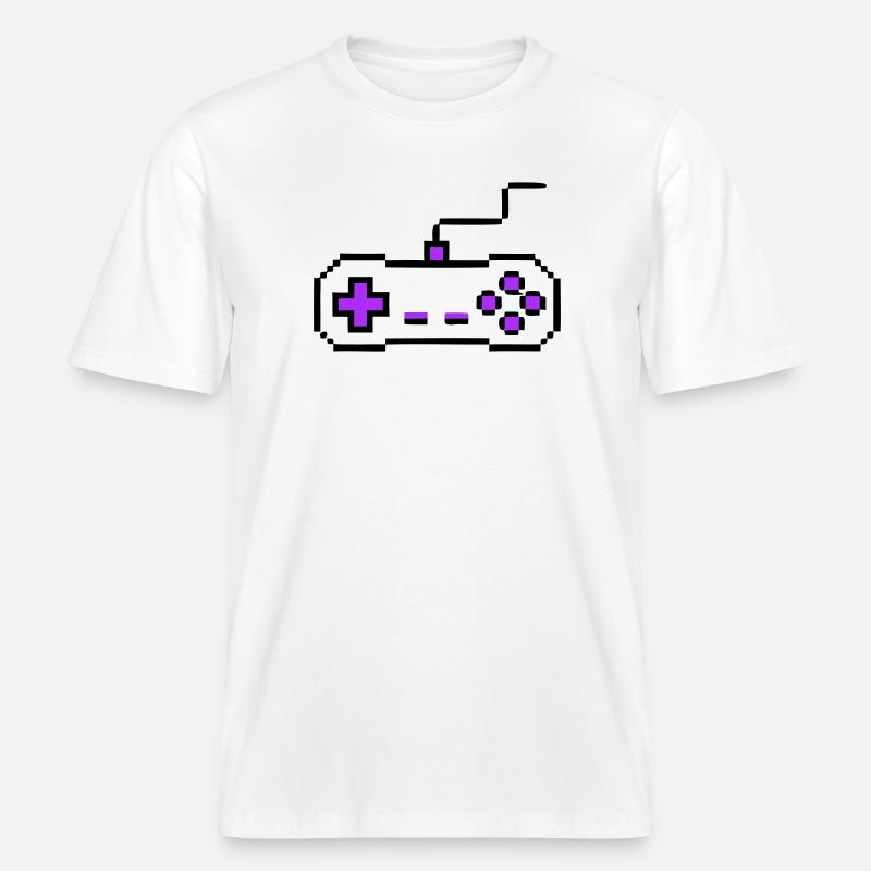 Retro Gamepad Controller Zocker -  RELAXED FIT Unisex Organic T-Shirt - Weiß