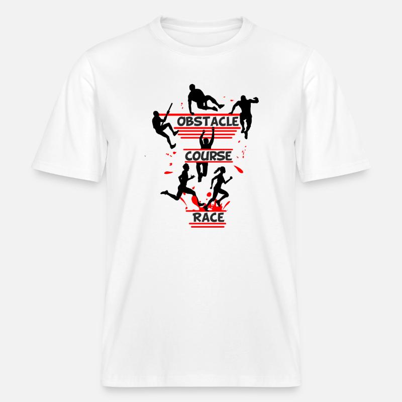 Course d’obstacles – Silhouette Full Action -  T-shirt unisexe RELAXED FIT en coton bio - blanc